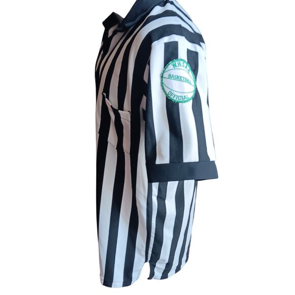 XL Vtg Wyoming Basketball Referee Shirt Striped 1980's Southern Athletic Patch - Picture 5 of 7